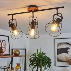 Hofstein Uatuasa Deckenleuchte Schwarz, Naturfarben, 3-flammig