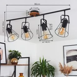 Hofstein Uatuasa Deckenleuchte Schwarz, Naturfarben, 4-flammig -Bürolampen Verkäufe uatuasa deckenleuchte h3443330 3