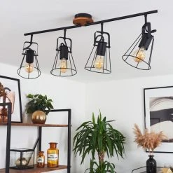 Hofstein Uatuasa Deckenleuchte Schwarz, Naturfarben, 4-flammig -Bürolampen Verkäufe uatuasa deckenleuchte h3443330 9