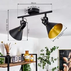 Hofstein Upiano Deckenleuchte Chrom, Schwarz, 2-flammig -Bürolampen Verkäufe upiano deckenleuchte h3017784 3