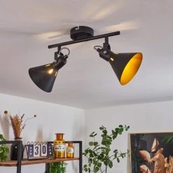 Hofstein Upiano Deckenleuchte Chrom, Schwarz, 2-flammig -Bürolampen Verkäufe upiano deckenleuchte h3017784 9