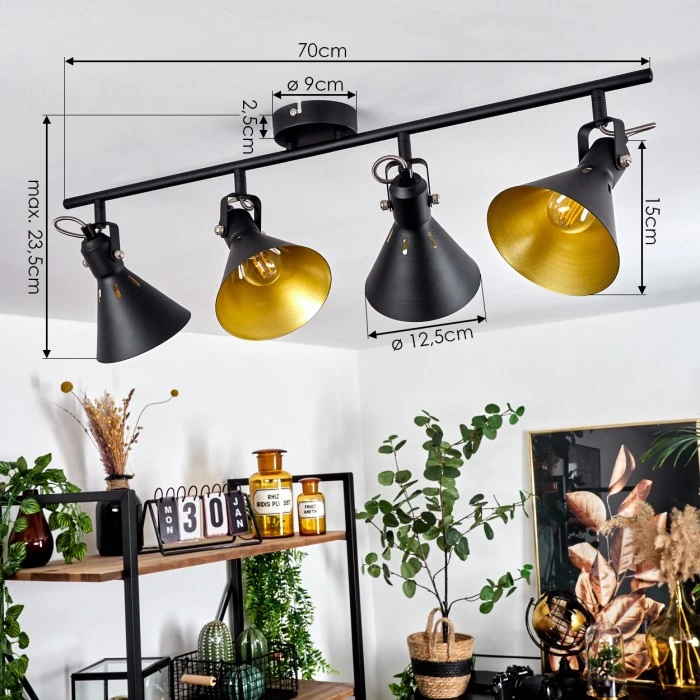 Hofstein Upiano Deckenleuchte Chrom, Schwarz, 4-flammig 4 Hofstein Upiano Deckenleuchte Chrom, Schwarz, 4-flammig – Bild 4