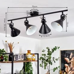 Hofstein Upiano Deckenleuchte Chrom, Schwarz, 4-flammig -Bürolampen Verkäufe upiano deckenleuchte h3017845 3