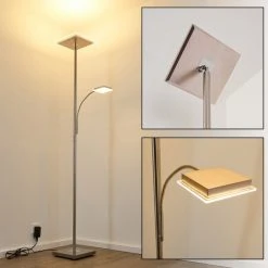 Hofstein Veteli Deckenfluter LED Nickel-Matt, Chrom, 2-flammig