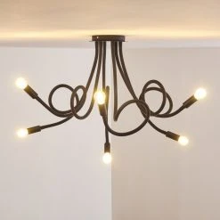 Hofstein Wertach Deckenleuchte Schwarz, 6-flammig -Bürolampen Verkäufe wertach deckenleuchte h3345382 16