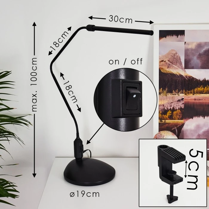 Hofstein Winnipeg Klemmleuchte LED Schwarz, 1-flammig 2 Hofstein Winnipeg Klemmleuchte LED Schwarz, 1-flammig – Bild 2