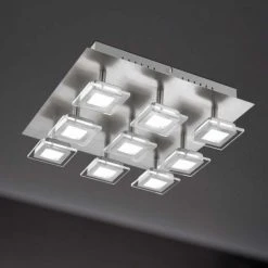 Wofi Leuchten Wofi Cholet Deckenleuchte LED Nickel-Matt, 9-flammig