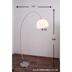 Wofi Leuchten Wofi SANDER Bogenleuchte Chrom, Weiß, 1-flammig