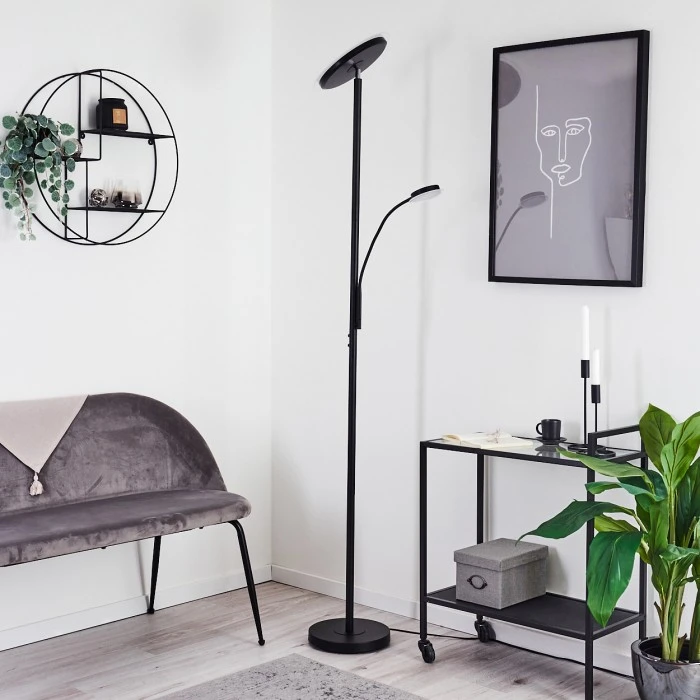 Hofstein Wonsbek Deckenfluter LED Schwarz, 2-flammig 12 Hofstein Wonsbek Deckenfluter LED Schwarz, 2-flammig – Bild 12