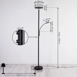 Hofstein Wonsbek Deckenfluter LED Schwarz, 2-flammig 15 Hofstein Wonsbek Deckenfluter LED Schwarz, 2-flammig -Bürolampen Verkäufe wonsbek deckenfluter h3426128 3