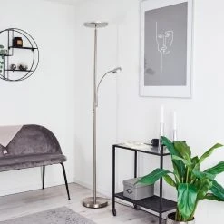 Hofstein Wonsbek Stehleuchte LED Nickel-Matt, 2-flammig -Bürolampen Verkäufe wonsbek stehleuchte h3426166 11