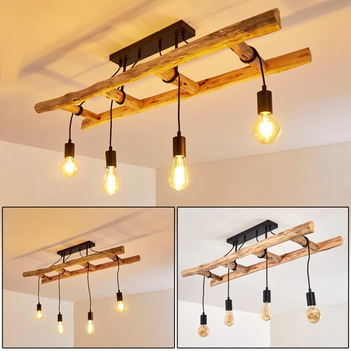 Hofstein Yaak Deckenleuchte Schwarz, Braun, 4-flammig 1 Hofstein Yaak Deckenleuchte Schwarz, Braun, 4-flammig