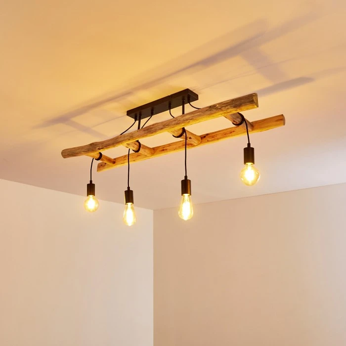 Hofstein Yaak Deckenleuchte Schwarz, Braun, 4-flammig 15 Hofstein Yaak Deckenleuchte Schwarz, Braun, 4-flammig – Bild 15