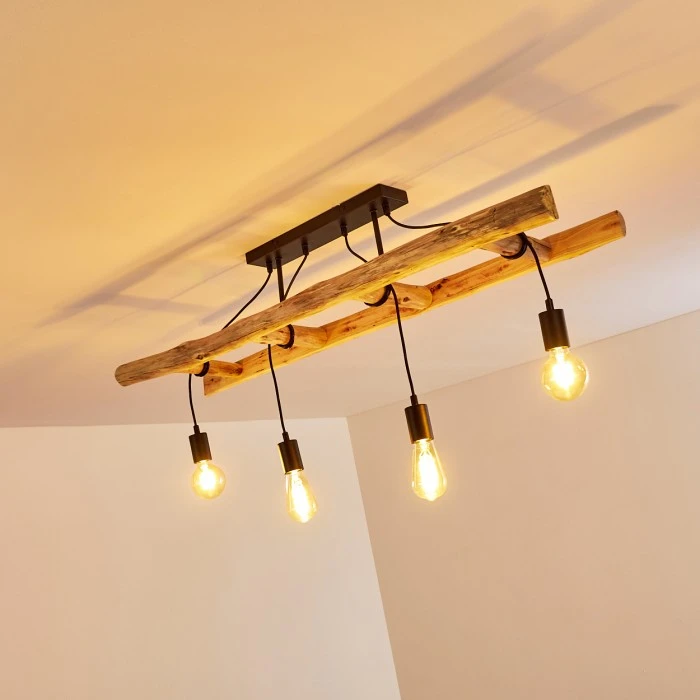 Hofstein Yaak Deckenleuchte Schwarz, Braun, 4-flammig 18 Hofstein Yaak Deckenleuchte Schwarz, Braun, 4-flammig – Bild 18