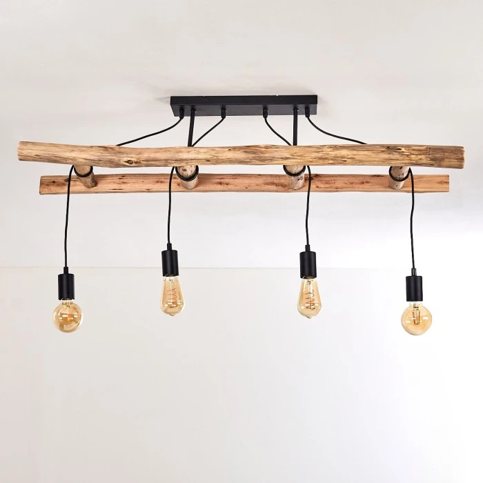 Hofstein Yaak Deckenleuchte Schwarz, Braun, 4-flammig 6 Hofstein Yaak Deckenleuchte Schwarz, Braun, 4-flammig – Bild 6