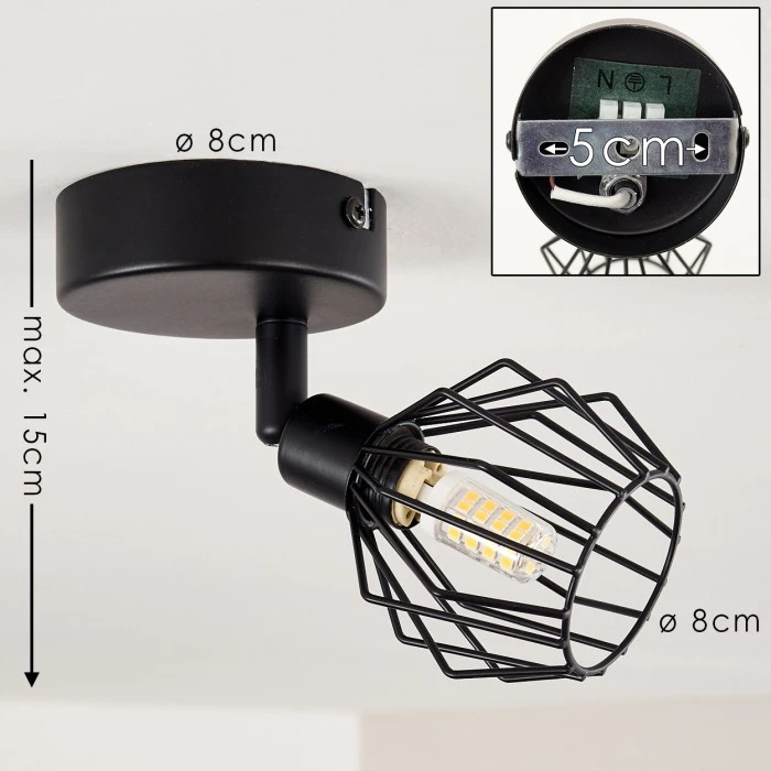 Hofstein Yalmhill Deckenleuchte Schwarz, 1-flammig 2 Hofstein Yalmhill Deckenleuchte Schwarz, 1-flammig – Bild 2