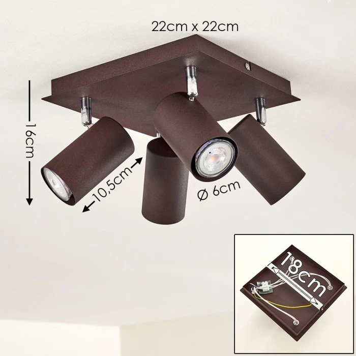 Hofstein Zuoz Deckenleuchte Chrom, Rostfarben, 4-flammig 2 Hofstein Zuoz Deckenleuchte Chrom, Rostfarben, 4-flammig – Bild 2